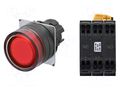 Switch: push-button; 22mm; Stabl.pos: 1; NC + NO; red; LED; IP66 OMRON A22NLBGMTRAP102RC