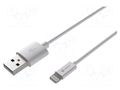 Cable; USB 2.0; Apple Lightning plug,USB A plug; 1m; white; 12W NATEC NKA-2148