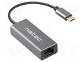 USB to Ethernet adapter; RJ45 socket,USB C plug; USB 3.1; grey NATEC NNC-1925