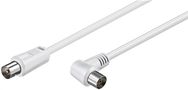 Angled Antenna Cable (<70 dB), Double Shielded, 1.5 m, white - coaxial plug > coaxial socket 90° 11712