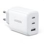 Ugreen fast charger 2x USB Type C / USB 65W PD3.0, QC3.0/4.0+ white (CD275), Ugreen 6941876221455 6941876221455