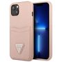 Guess GUHCP13SPSATPP iPhone 13 mini 5,4 &quot;pink / pink hardcase SaffianoTriangle Logo Cardslot, Guess 3666339048129 3666339048129