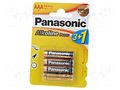 Battery: alkaline; AAA; 1.5V; non-rechargeable; 4pcs; BRONZE PANASONIC BAT-LR03/P-B4