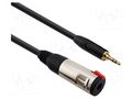 Cable; Jack 3.5mm plug,Jack 6,3mm socket; 4m; black; Øcable: 6mm REDS MUSIC AU2340BX
