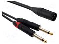 Cable; Jack 6,3mm plug x2,XLR male 3pin; 1m; black; PVC REDS MUSIC AU5110BX
