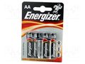 Battery: alkaline; AA; 1.5V; non-rechargeable; 4pcs. ENERGIZER BAT-LR6/EGB-B