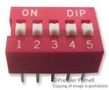 DIP SWITCH, 5POS, SPST-NO, SLIDE, TH MCNDS-05V