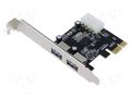 PC extension card: PCIe; MOLEX,PCIe,USB A socket x2; 5Gbps LANBERG PCE-US3-002