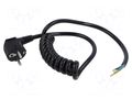 Cable; 3x1.5mm2; CEE 7/7 (E/F) plug angled,wires; PUR; coiled SIMECH WTT00012C