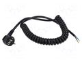 Cable; 3x1.5mm2; CEE 7/7 (E/F) plug angled,wires; PUR; coiled SIMECH WTT00014C