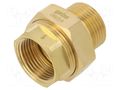 Splice terminal: double connector; brass CW617N; Thread: G 1"; BL GEBO 341-6BL