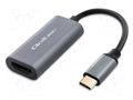 Adapter; HDMI socket,USB C plug; PVC; USB 3.1; 0.17m; black; PnP QOLTEC QOLTEC-50331