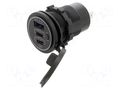 USB power supply; USB A socket,USB C socket x2; black ESOL ESOL-45043