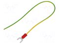 Cable with crimped terminals; H05V-K; 0.5mm2; yellow-green; fork CHEVAL M5WI-050YG025