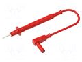 Test lead; 12A; probe tip,banana plug 4mm; Len: 1m; red; Ø: 2mm ELECTRO-PJP PJP4411-D2-100R