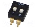 Switch: DIP-SWITCH; Poles number: 2; OFF-ON; 0.025A/24VDC; Pos: 2 Same Sky DS04254102BKSMT