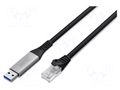 Cable; USB 3.2 Gen 1; RJ45 plug,USB A plug; nickel plated; 10m DIGITUS AK-300600-100-S