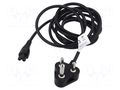 Cable; 3x0.75mm2; IEC C5 female,IS 1293 (M) plug; PVC; 3m; black LIAN DUNG SN51-3/07/3BK