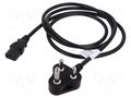 Cable; 3x1mm2; IEC C13 female,IS 1293 (M) plug; PVC; 3m; black LIAN DUNG SN52-3/10/3BK