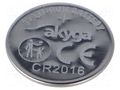 Battery: lithium; CR2016,coin; 3V; 90mAh; non-rechargeable AKYGA BATTERY BAT-CR2016/A