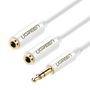 Ugreen cable cable headphone splitter mini jack 3.5 mm - 2 x mini jack 3.5 mm (2 x stereo output) 20cm white (AV134), Ugreen 6957303817399 6957303817399