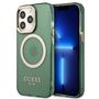 Guess GUHMP13LHTCMA iPhone 13 Pro / 13 6.1&quot; green/khaki hard case Gold Outline Translucent MagSafe, Guess 3666339057077 3666339057077