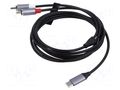Cable; RCA plug x2,USB C plug; nickel plated; 1m; black VENTION BILHF