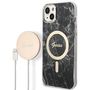 Set Guess GUBPP14MHMEACSK Case+ Charger iPhone 14 Plus 6.7" black/black hard case Marble MagSafe, Guess 3666339103125 3666339103125