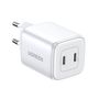 GaN Fast Charger 2 x USB-C 45W QC PD Ugreen CD294 - White, Ugreen 6941876213276 6941876213276