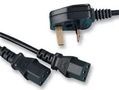 LEAD, UK PLUG TO 2 X IEC, BLACK, 5M PE00063