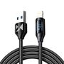 USB-A Cable - Lightning Wozinsky WUALC2 with LED Display 2.4A 2m - Black, Wozinsky 5907769308468 5907769308468