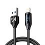 USB-A Cable - Lightning Wozinsky WUALC1 with LED Display 2.4A 1m - Black, Wozinsky 5907769308451 5907769308451