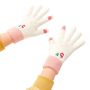 Women's winter telephone gloves with a snowman and a Christmas tree - white and pink, Hurtel 5907769307867 5907769307867