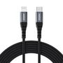 Choetech IP0039 USB-C / Lightning MFi cable, 1.2m long - black, Choetech 6971824975079 6971824975079