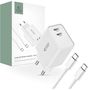 Tech-Protect C35W 2x USB-C PD 35W charger with USB-C / USB-C cable - white, Tech-Protect 5906203694860 5906203694860