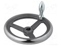 Knob; cast iron; Ømount.hole: 18mm; Øout: 200mm; with handle ELESA+GANTER DIN950-GG-200-K18D
