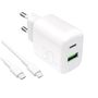 Puro PROLITE 30W USB-A / USB-C wall charger + USB-C - USB-C cable 1.2m - white, Puro PUTCUSBAC30WDYKCCWHI PUTCUSBAC30WDYKCCWHI