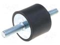 Vibration damper; M6; Ø: 25mm; rubber; L: 20mm; Thread len: 18mm ELESA+GANTER DVA1-25-20-M6