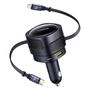 Baseus Enjoyment Max 90W Car Charger 2x USB-C + USB-C and Lightning Cable - Black, Baseus C00035507121-02 C00035507121-02