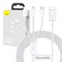 USB cable 3in1 Baseus Superior Series, USB to micro USB / USB-C / Lightning, 3.5A, 1.2m (white), Baseus CAMLTYS-02