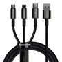 USB cable 3in1 Baseus Tungsten Gold, USB to micro USB / USB-C / Lightning, 3.5A, 1.5m (black), Baseus CAMLTWJ-01