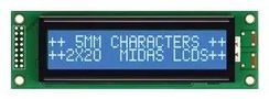 DISPLAY, ALPHANUMERIC, 20X2, WHITE MC22005A6W-BNMLW-V2