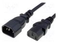 Cable; 3x1mm2; IEC C13 female,IEC C14 male; PVC; 1.8m; black; 10A LIAN DUNG WN111-3/10/1.8B