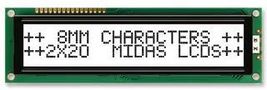 DISPLAY, ALPHANUMERIC, 20X2, WHITE MC22008B6W-FPTLW-V2