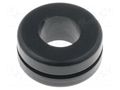 Grommet; Ømount.hole: 11mm; Øhole: 8mm; PVC; black; -30÷60°C HELLERMANNTYTON HV1301