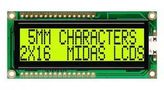 LCD, 2X16, STN, YLW/GREEN B/L, 5MM MC21605G6WD-SPTLY-V2