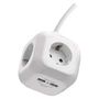 Extension power adaptor cube 1.9 m / 4 sockets / white / PVC / with USB / 1 mm2, EMOS P04219GU