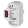 Multiple Socket SCHUKO 2× rectangular + 1× round + switch, EMOS P00282