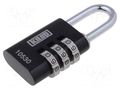 Padlock; shackle,combination code; aluminium; A: 32mm; B: 27mm KASP KA-K10530BLAD