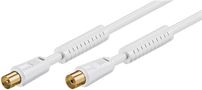 Antenna Cable with Ferrite (80 dB), Double Shielded, 10 m, white - coaxial plug > coaxial socket (fully shielded) 27718